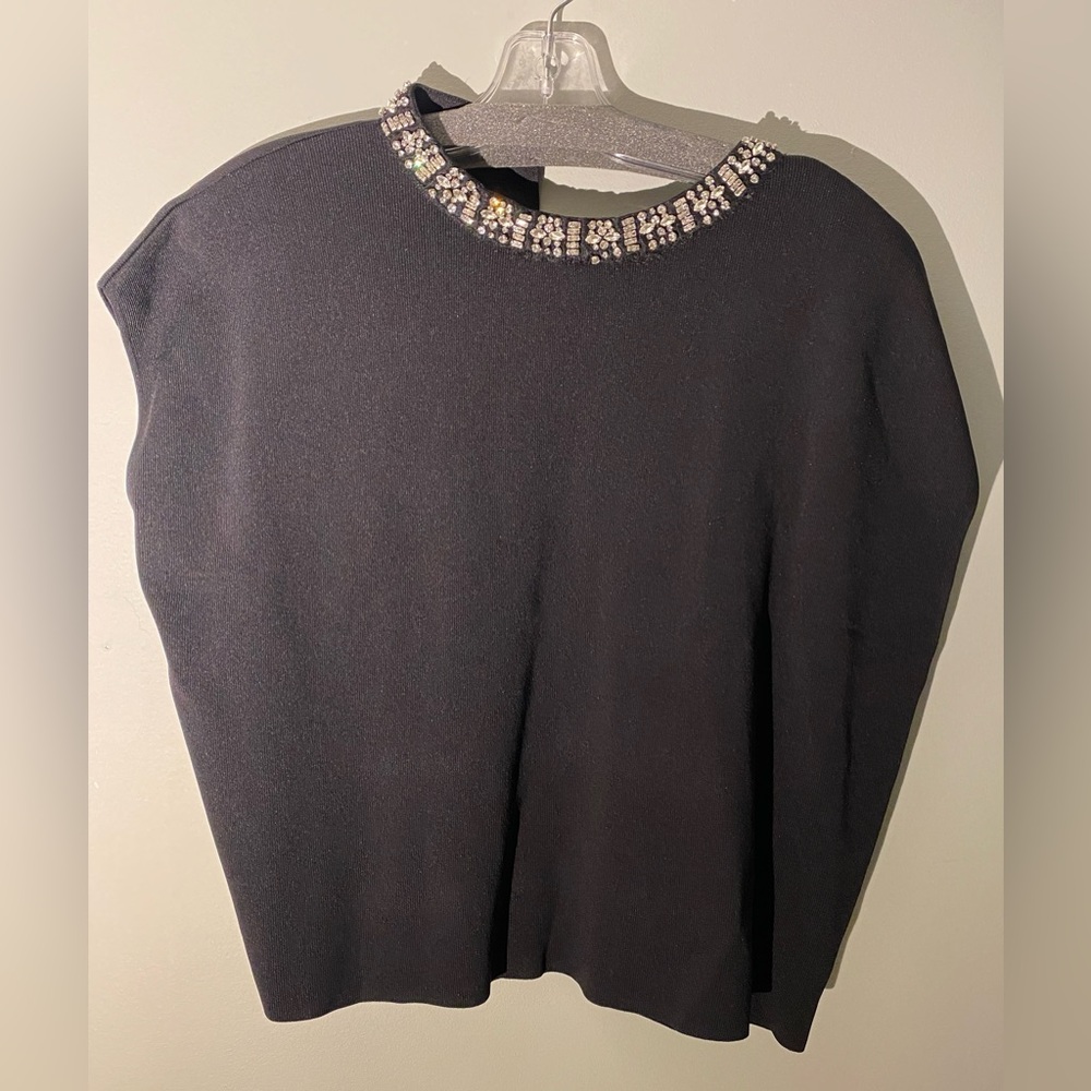ZARA- Black Dress Top w/ Collar Embellishments